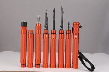 Tactical hiking stick with survival and self-defense gear